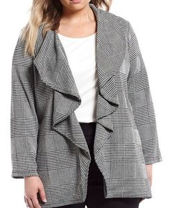 New Calvin Klein Plus Size Glen Plaid Jacket